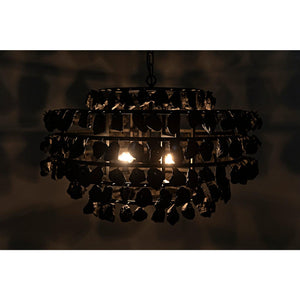 Vulcan Chandelier, Black Steel with Black Glass-Noir Furniture-Blue Hand Home