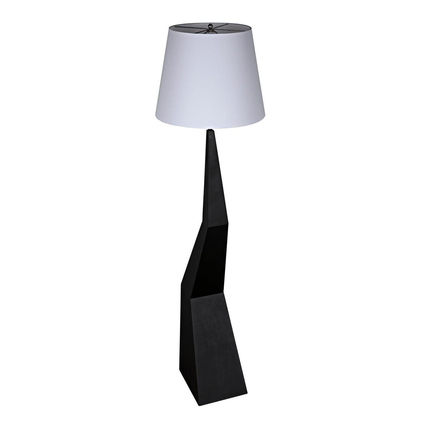 Rhombus Floor Lamp with Shade, Black Metal-Noir Furniture-Blue Hand Home