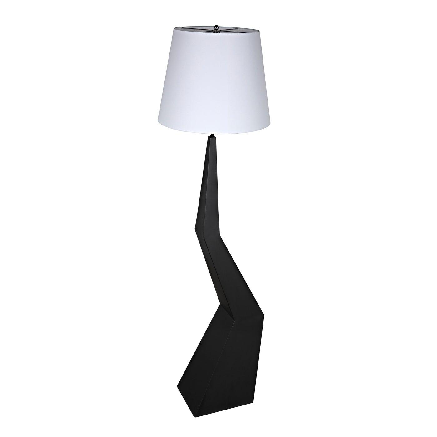 Rhombus Floor Lamp with Shade, Black Metal-Noir Furniture-Blue Hand Home