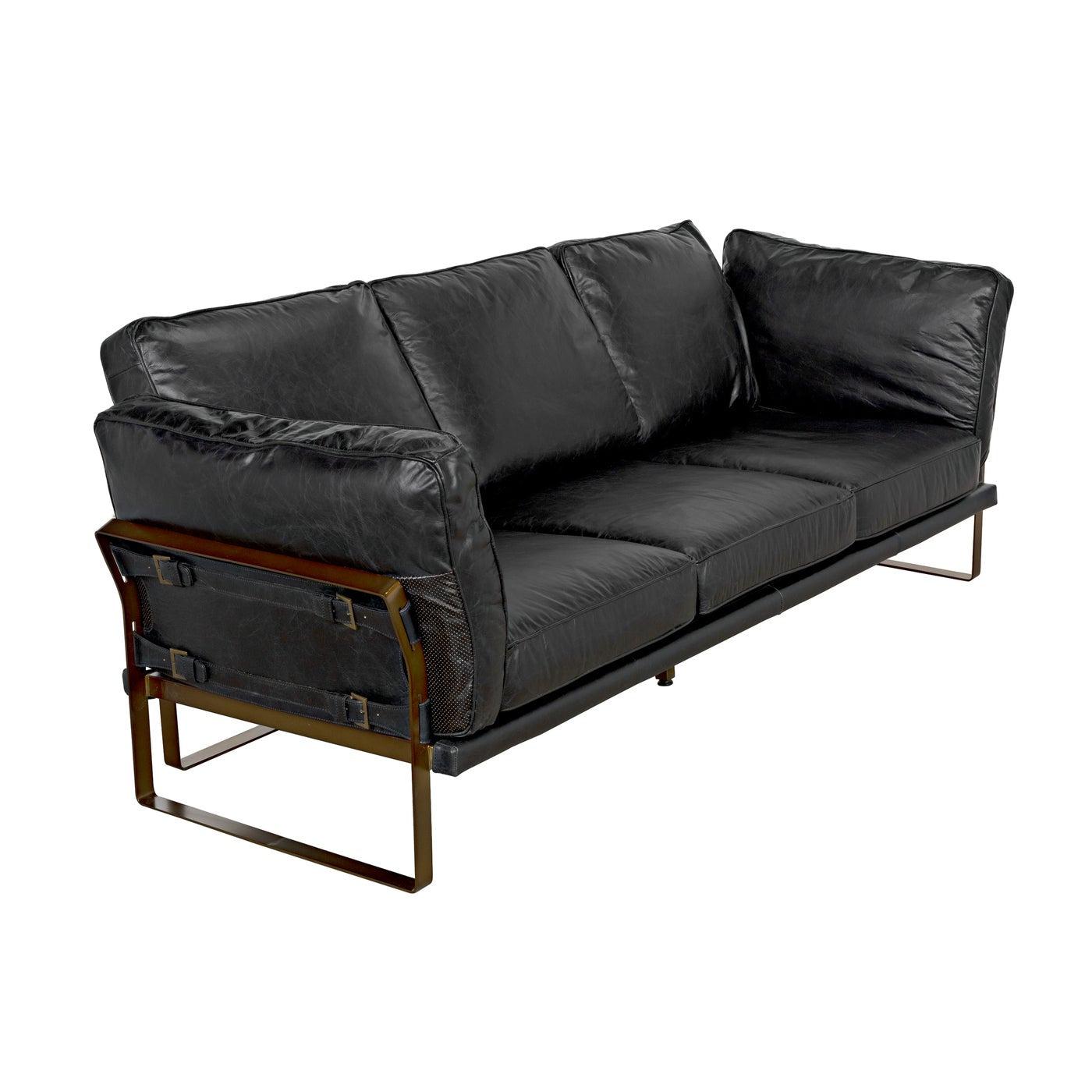 Noir Apollo Sofa, Leather-Noir Furniture-Blue Hand Home