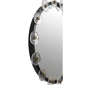 Noir Moira Mirror with Glass Details, Black Metal-Noir Furniture-Blue Hand Home