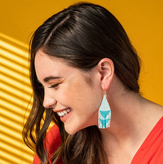 Lt Blue w/ Turquoise Triangles Earrings-Ink + Alloy-Blue Hand Home