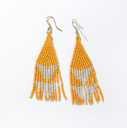 Yellow with Ivory Triangles Earrings-Ink + Alloy-Blue Hand Home