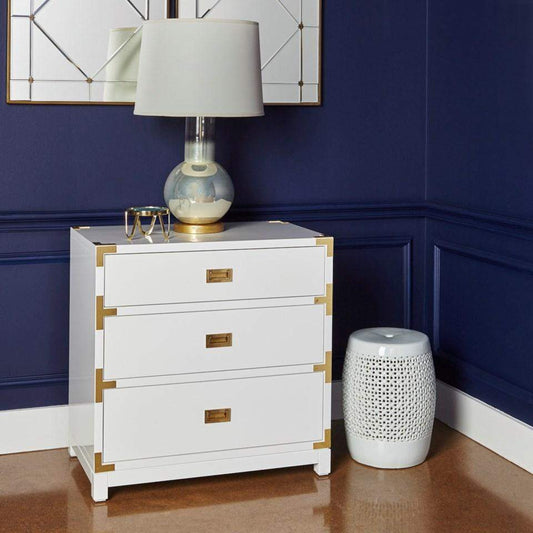 Villa & House - Victoria 3-Drawer Side Table In White-Bungalow 5-Blue Hand Home